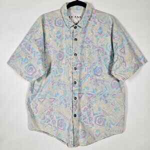 Vintage 90s Frank 100% Cotton Mens Large Short Sleeve Button Shirt